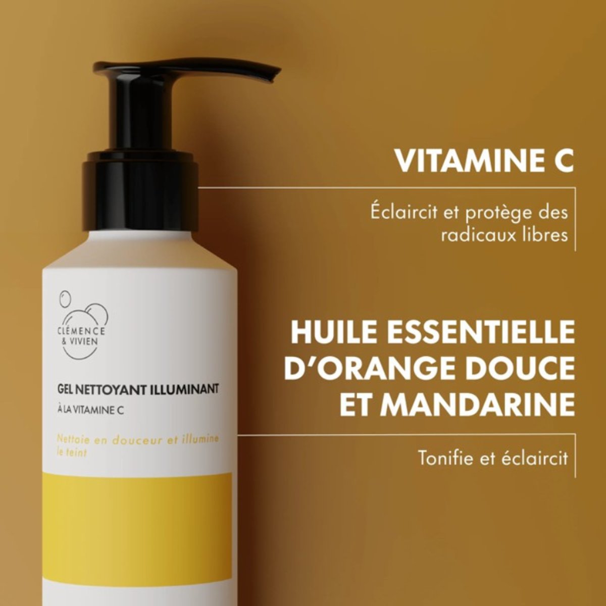 Gel nettoyant illuminant couleur unique, CLEMENCE ET VIVIEN