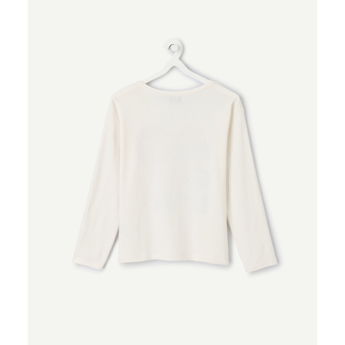 T-shirt a maniche lunghe con stampa sul davanti e paillettes, reversibile ecru , TAPE A L'OEIL