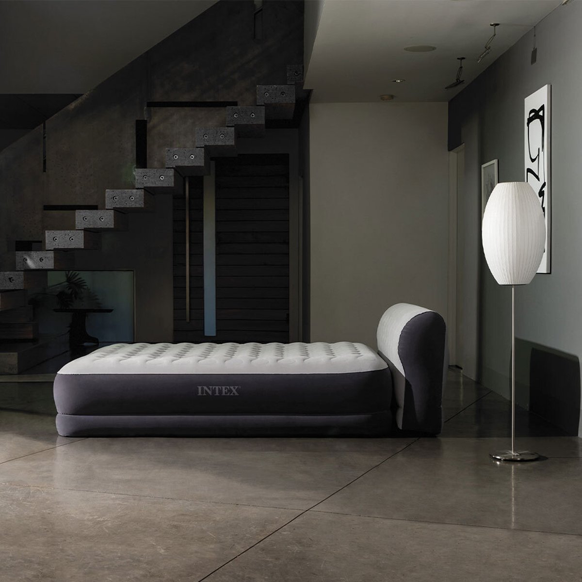 Matelas gonflable Ultra Plush Headboard gris, INTEX