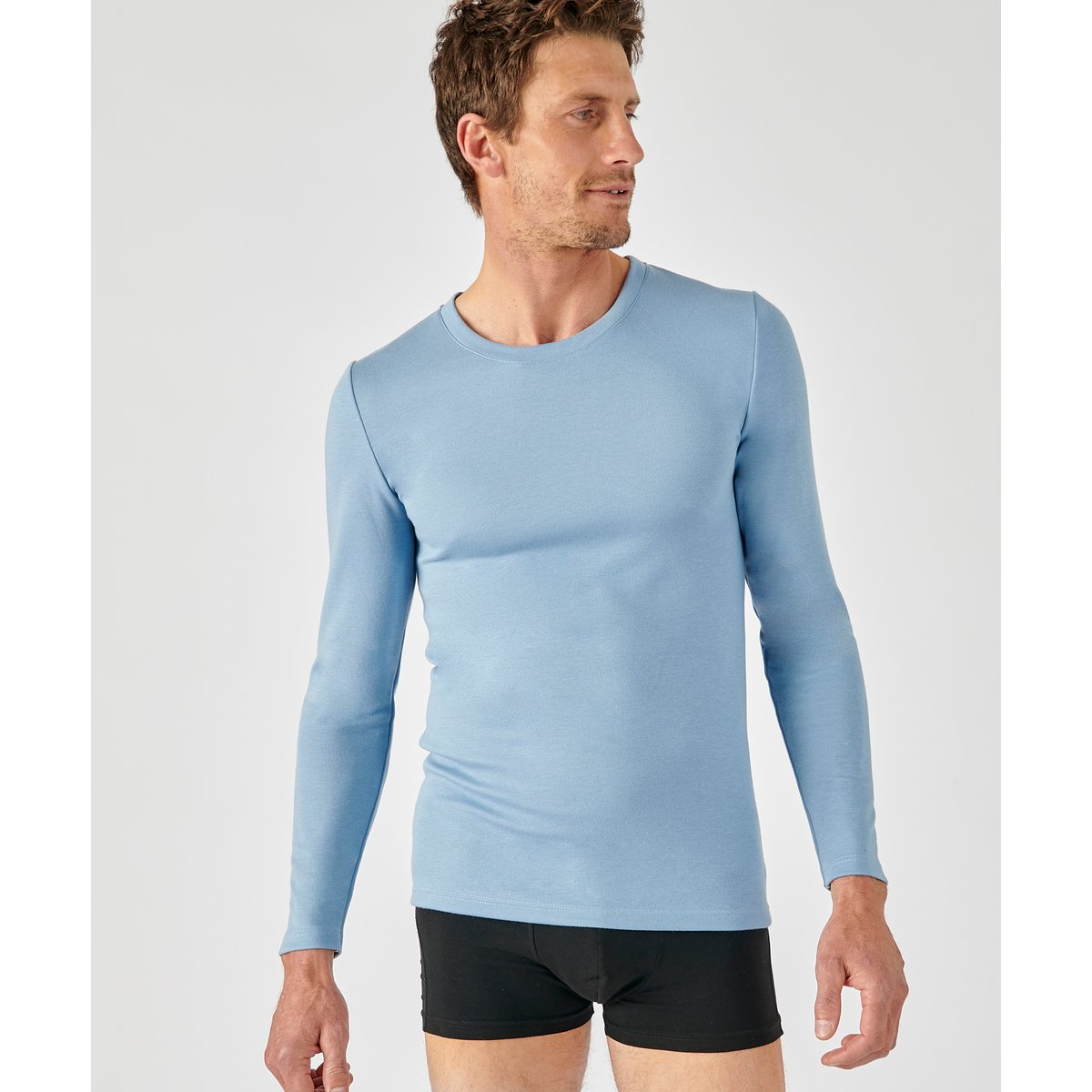 T-shirt  manches longues Thermolactyl bleu grisé, DAMART