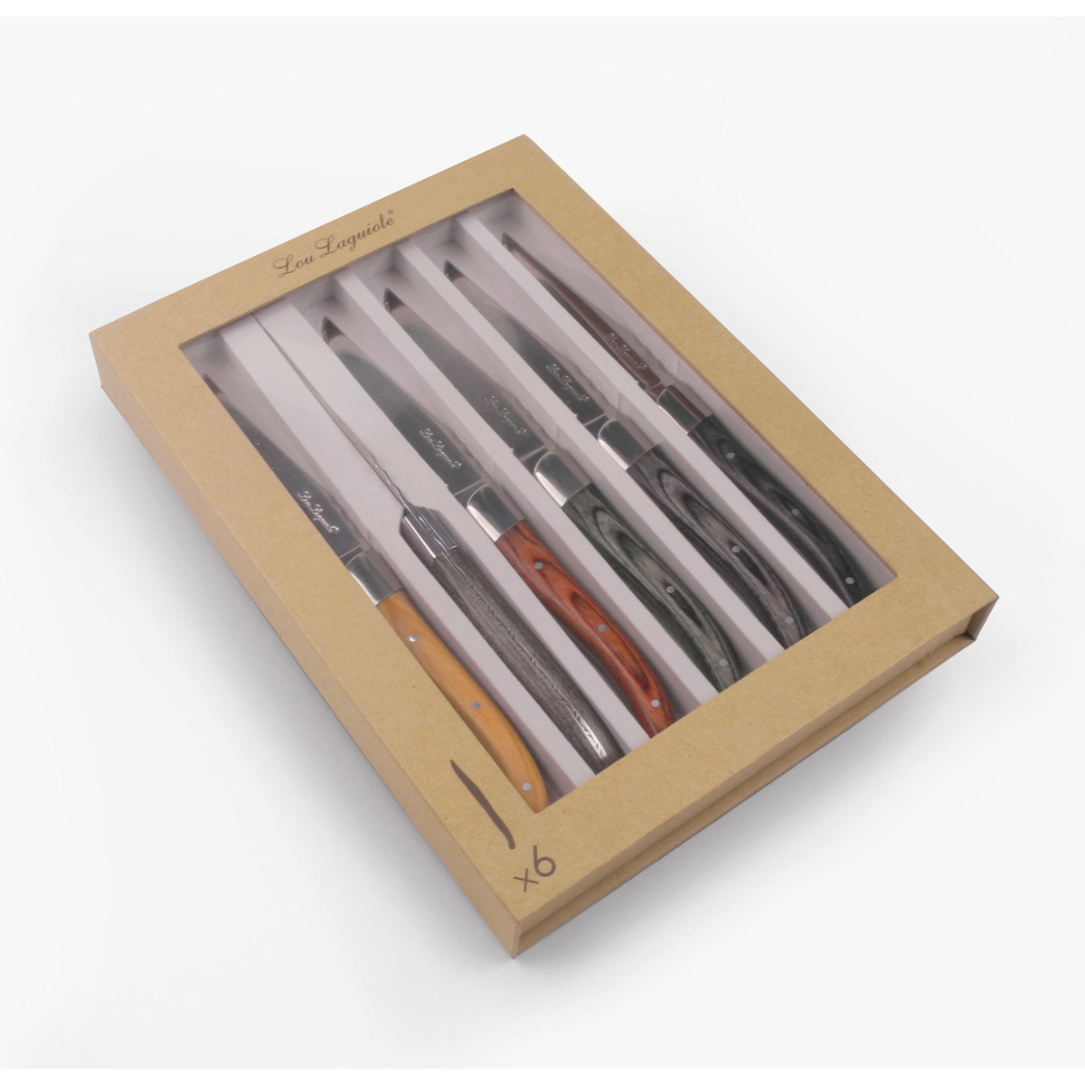 Coffret 6 couteaux steak - LOUIS bois, LOU LAGUIOLE