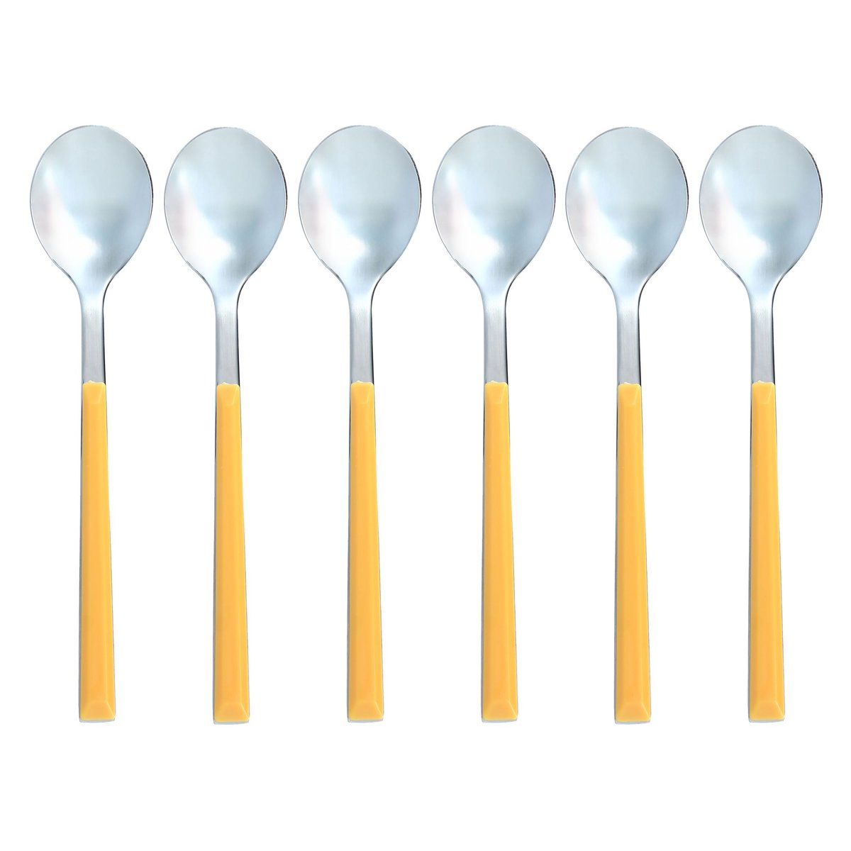 Lot de 6 cuillères à café en acier inoxydable, COLORAMA inox-jaune, NOVASTYL