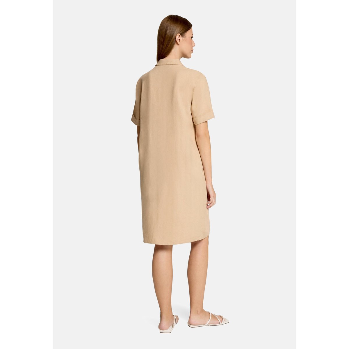 Robe en lin à patte de boutonnage beige, BETTY BARCLAY