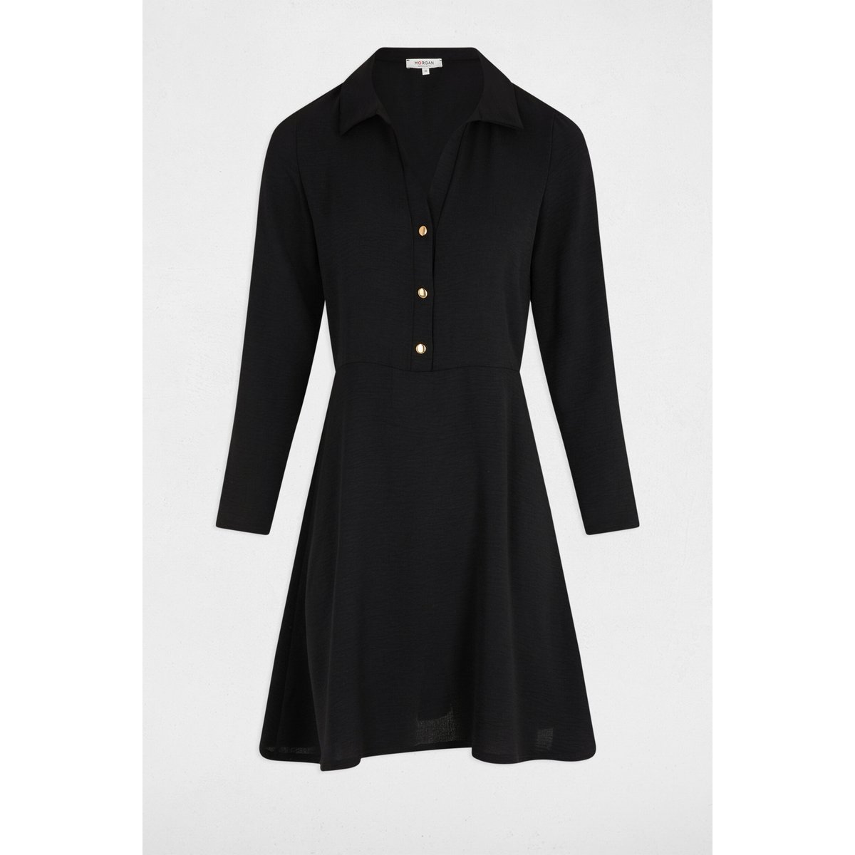 Robe courte droite fluide noir, MORGAN
