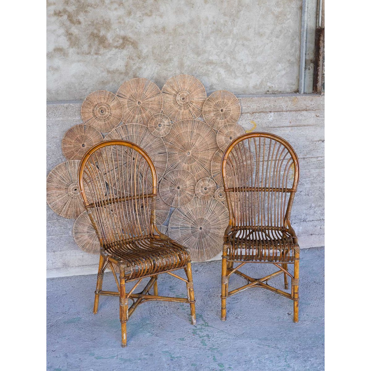 Paire de chaises en osier Claude N°1571 - Bon état beige, DEBONGOUT