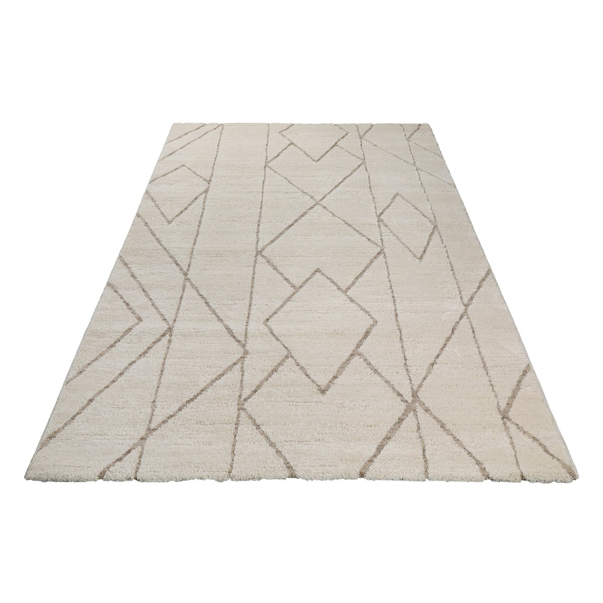 Tapis design à rayures à relief , Pelle beige crème, WECON HOME