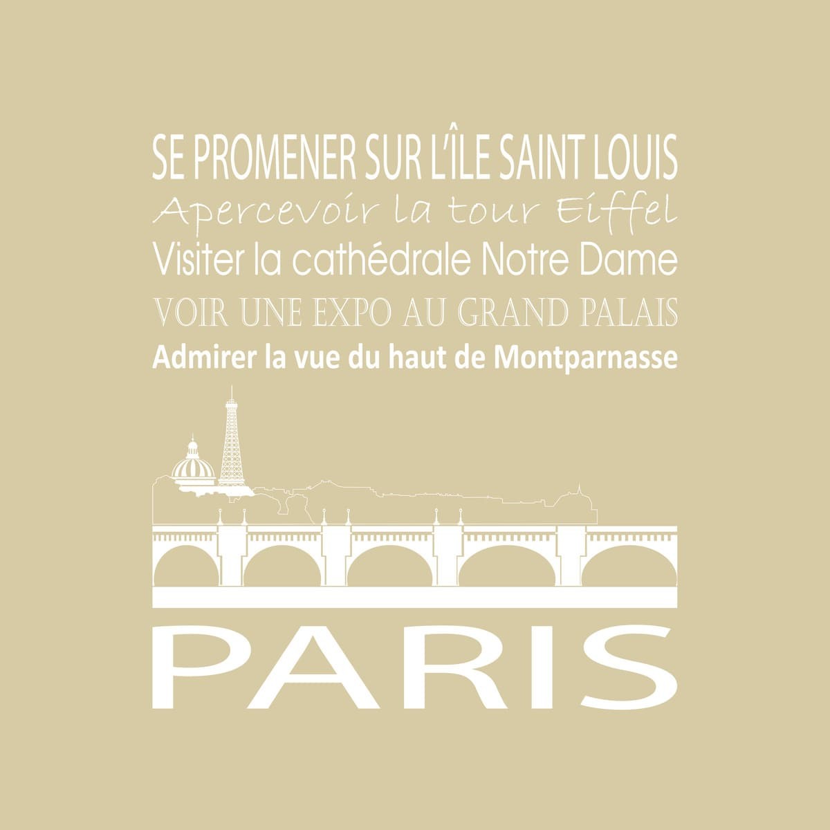 Tableau Mural Paris ILLUSTRATION tableaux sur toile-beige, CEANOTHE