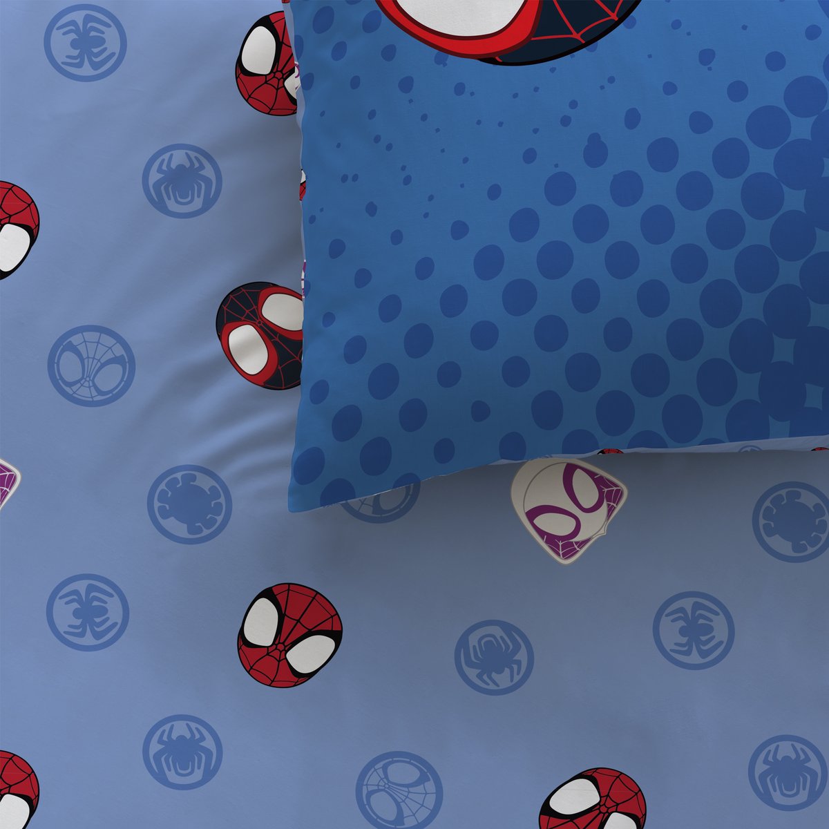Parure de lit imprimée 100% coton, SPIDEY LITTLE bleu, SPIDER-MAN