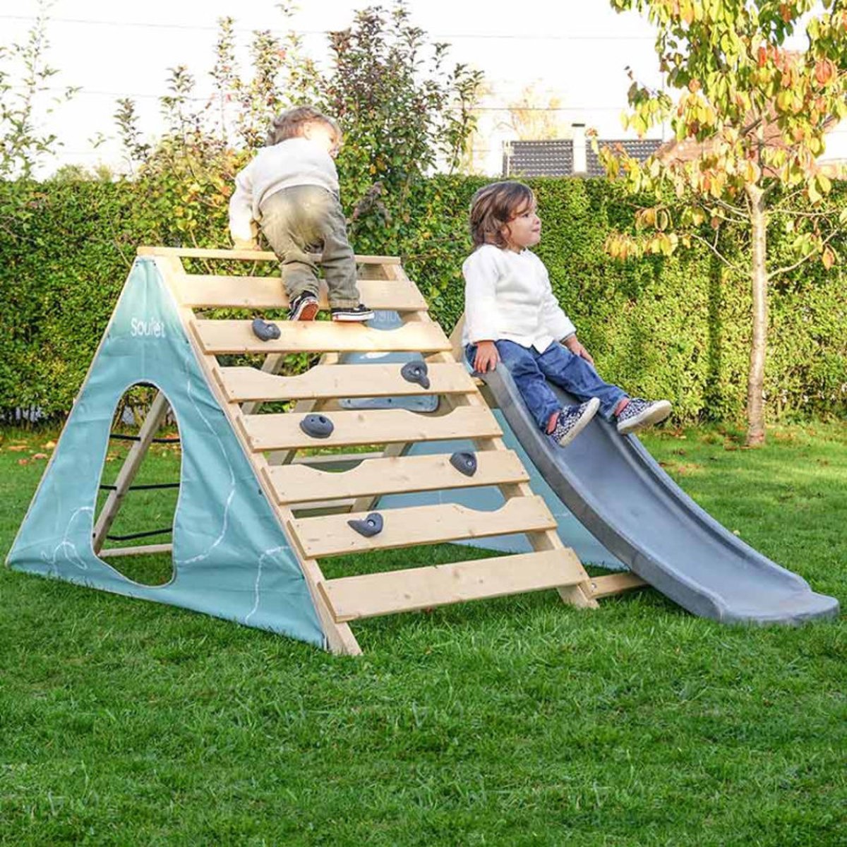 Station jeux bébé avec toboggan HERCULE marron, SOULET