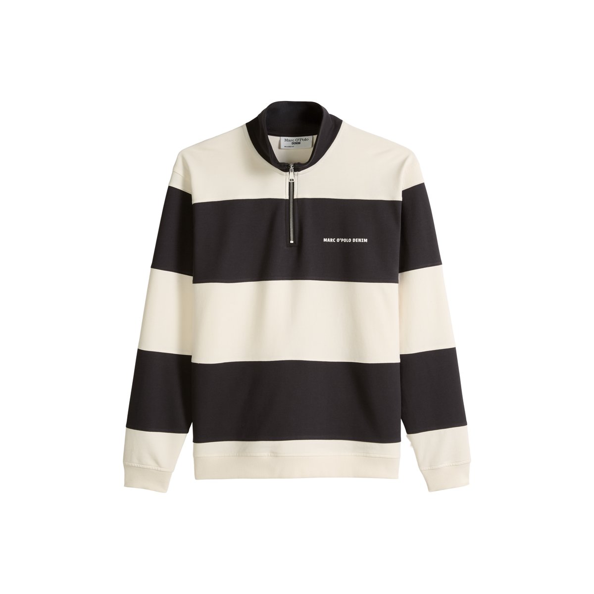 Sweat-Troyer relaxed avec des rayures en bloc cut-&-sew noir, MARC O’POLO DENIM