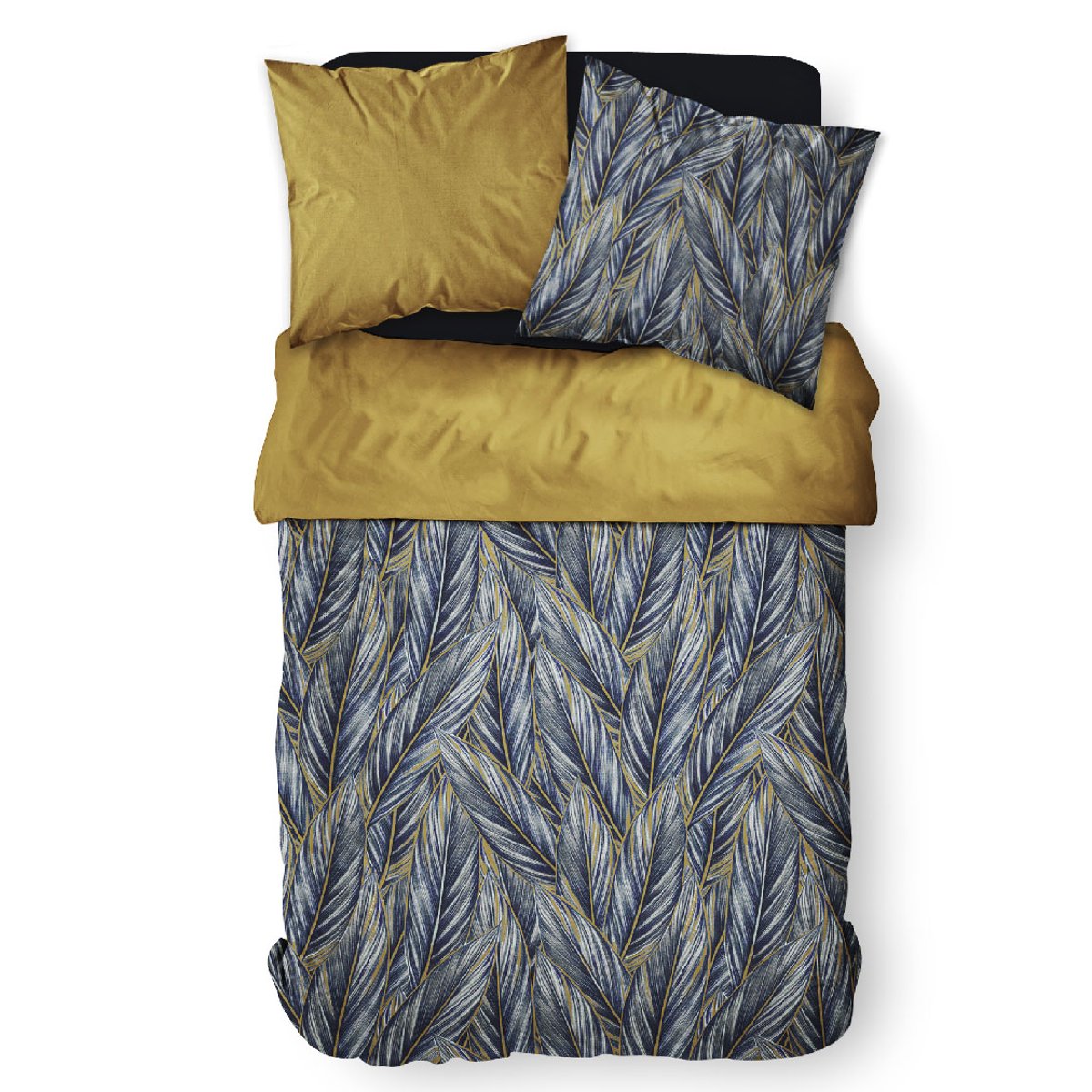 Parure de lit coton 2 personnes imprimé floral SUNSHINE bleu, TODAY