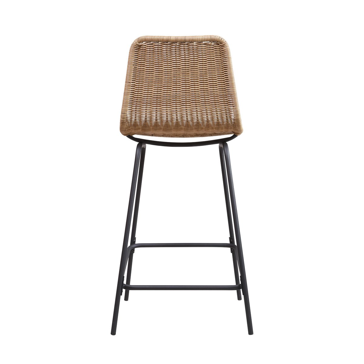 Lot de tabourets d'ilot et bar en métal et assise en rotin 65cm BALI|Lot de 2 | Lot de 2 naturel, MOB IN