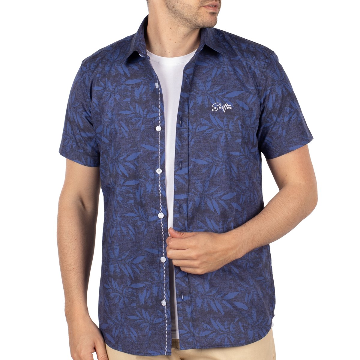 Chemise manches courtes hawaï coast navy, SHILTON