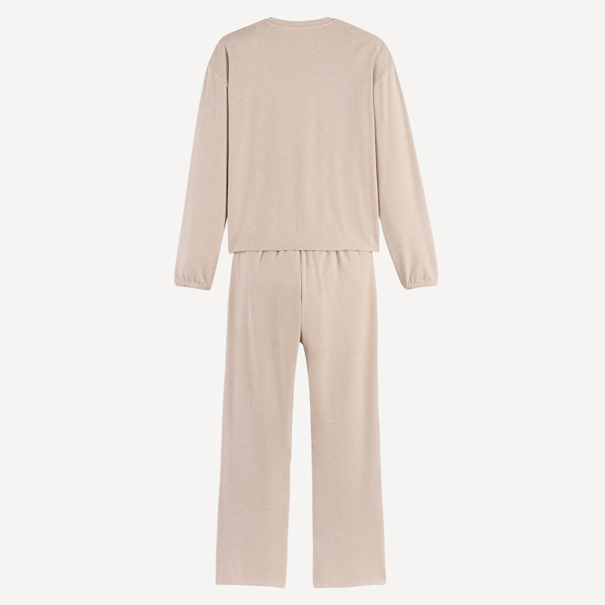 Long Sleeve Pyjamas in Warm Jersey beige marl, LA REDOUTE COLLECTIONS