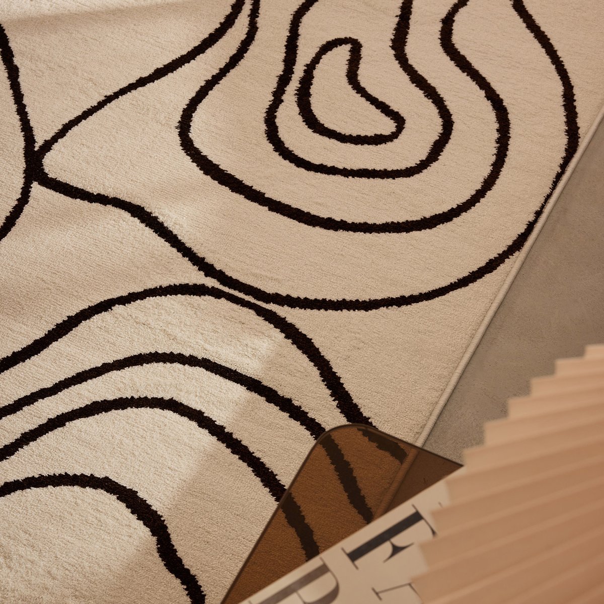 Tapis intérieur à motif abstrait organique SANTAL crème, NAZAR RUGS