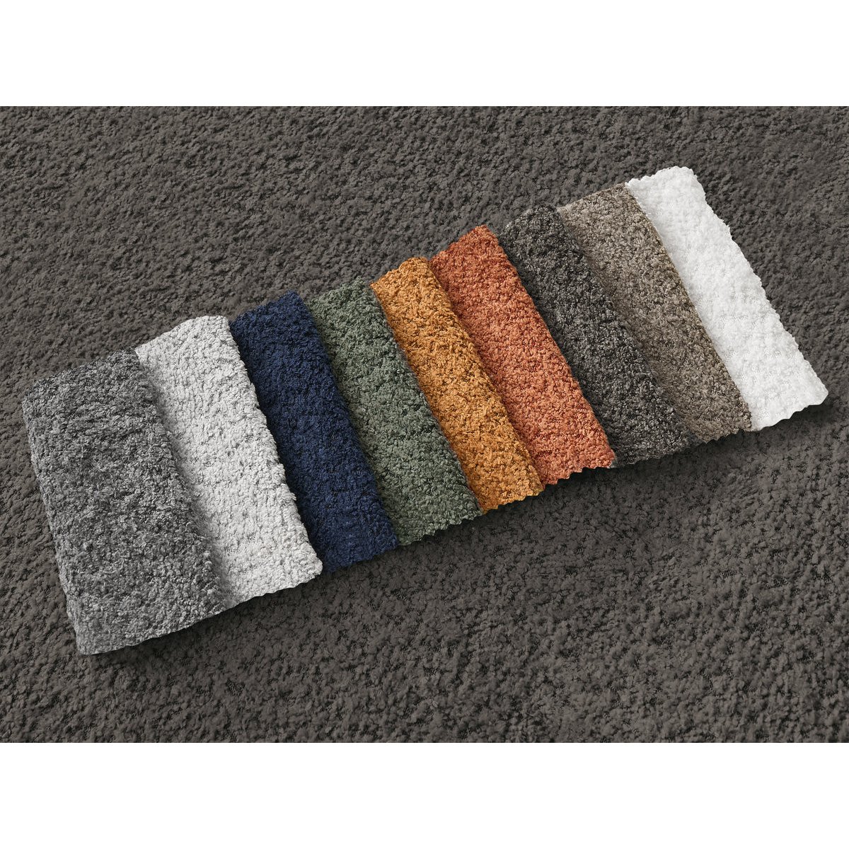 Canapé d'angle convertible 3 places en tissu bouclette avec pouf, MONTAIGNE marron, BOBOCHIC