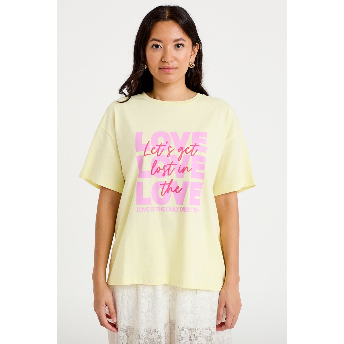 T-shirt boyfriend manches courtes jaune clair, CACHE CACHE