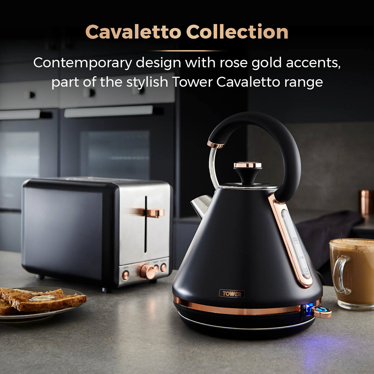 Cavaletto 2-Slice Toaster - T20036 black, TOWER