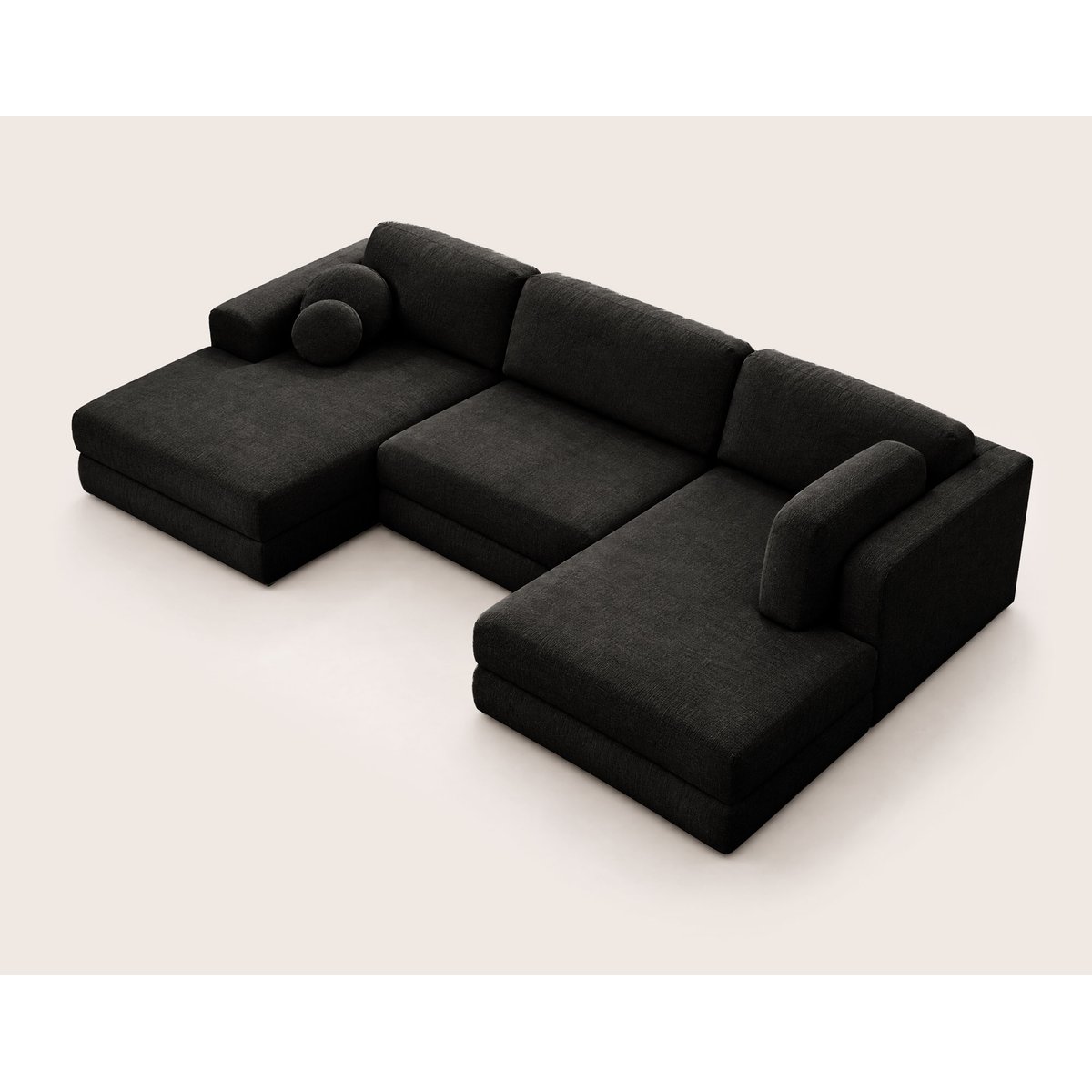 Canapé panoramique en U 7 places convertible avec, APRIL noir, BEST MOBILIER