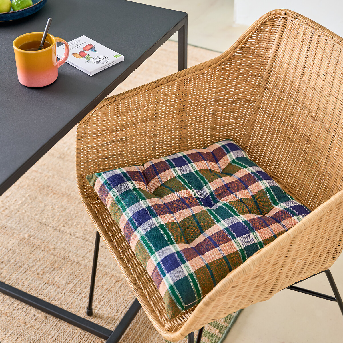 Ivani cotton seat pad blue/green, LA REDOUTE INTERIEURS