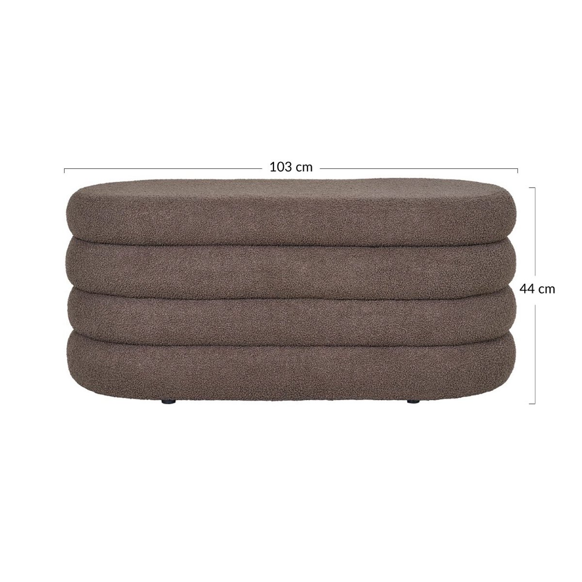 Pouf avec rangement en tissu bouclette, NEO marron, BEST MOBILIER