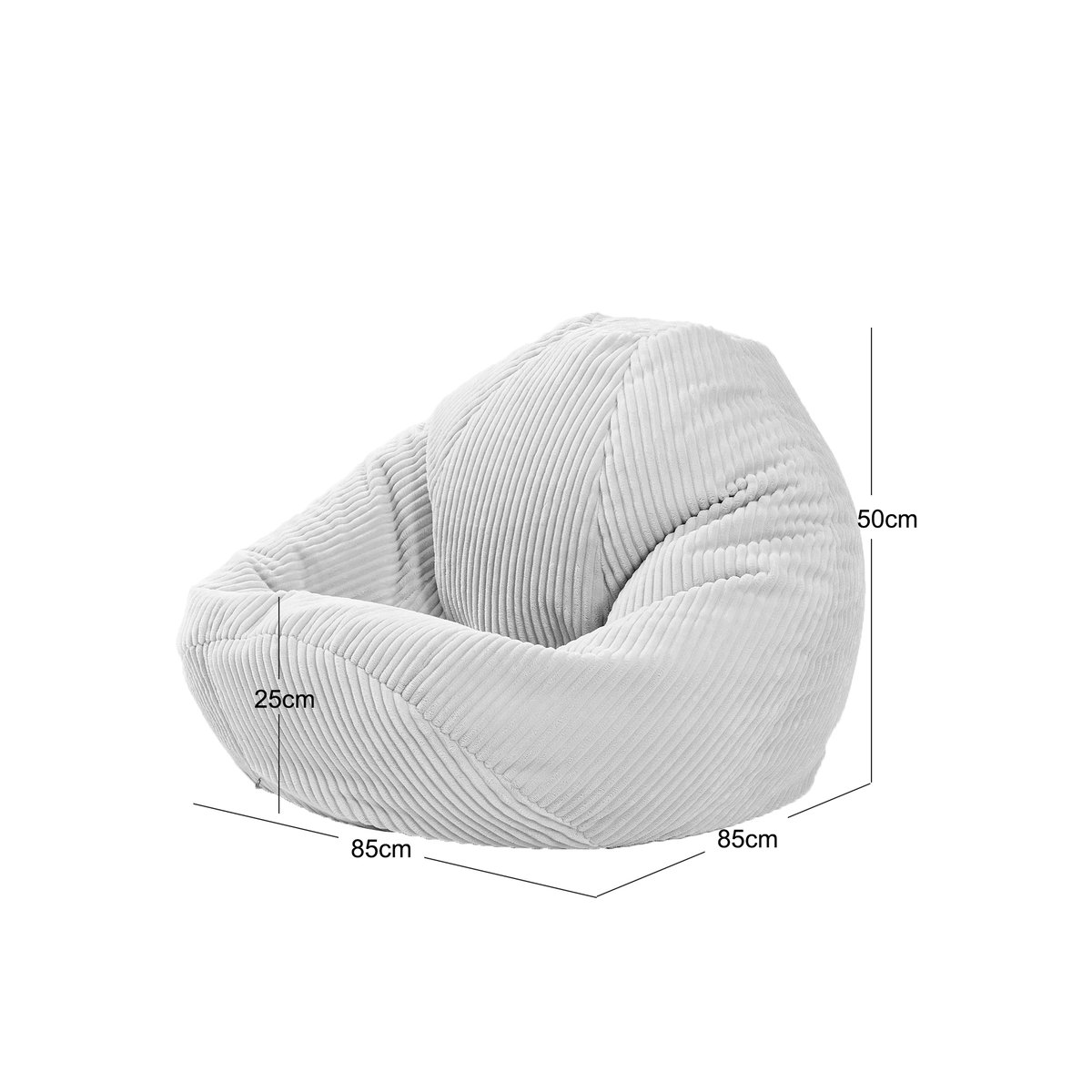 Pouf de salon, velours côtelé, FLOBY vert khaki, NORDLYS