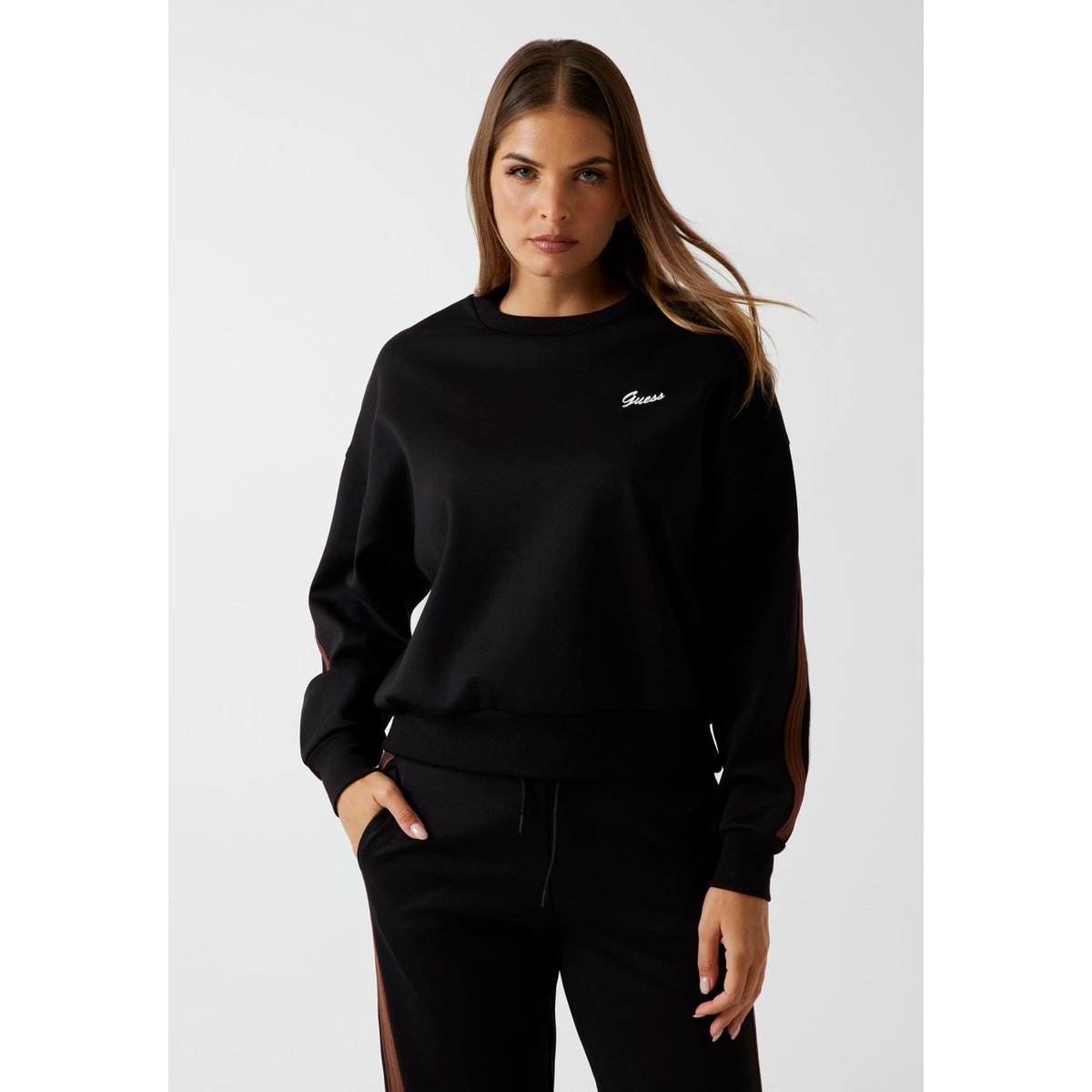 Sweat-Shirt Logo Ras-Du-Cou noir, GUESS