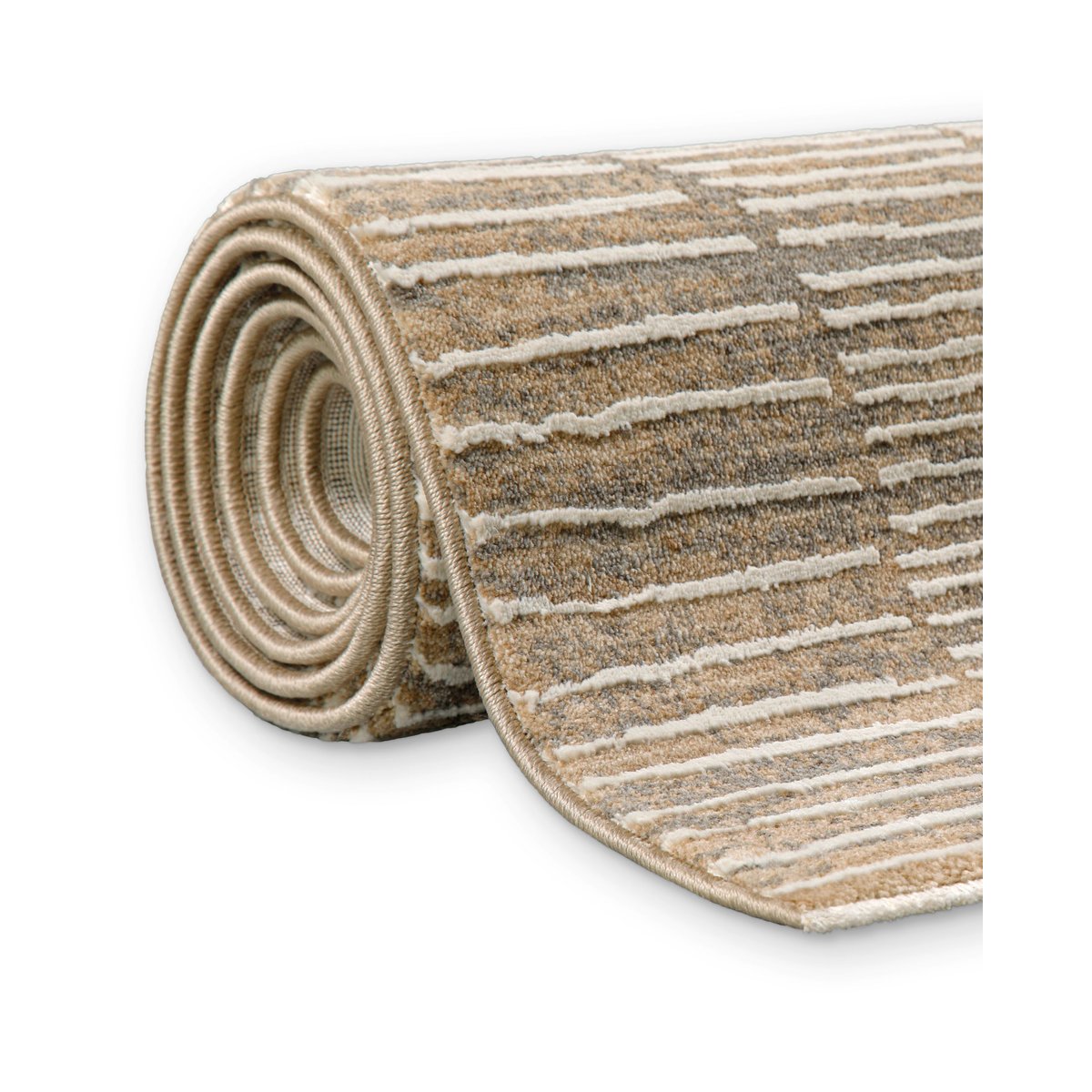 WECONhome Raymond par Esprit, tissé machine, tapis poils courts, motif rayé avec effet relief, certifié OEKO-TEX® , Raymond beige gris, ESPRIT