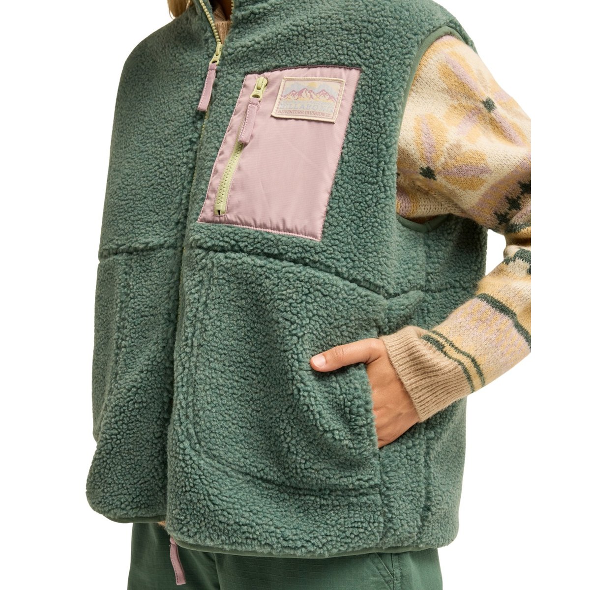 Veste sans manches en sherpa WILD FOREST vert stormy seas, BILLABONG