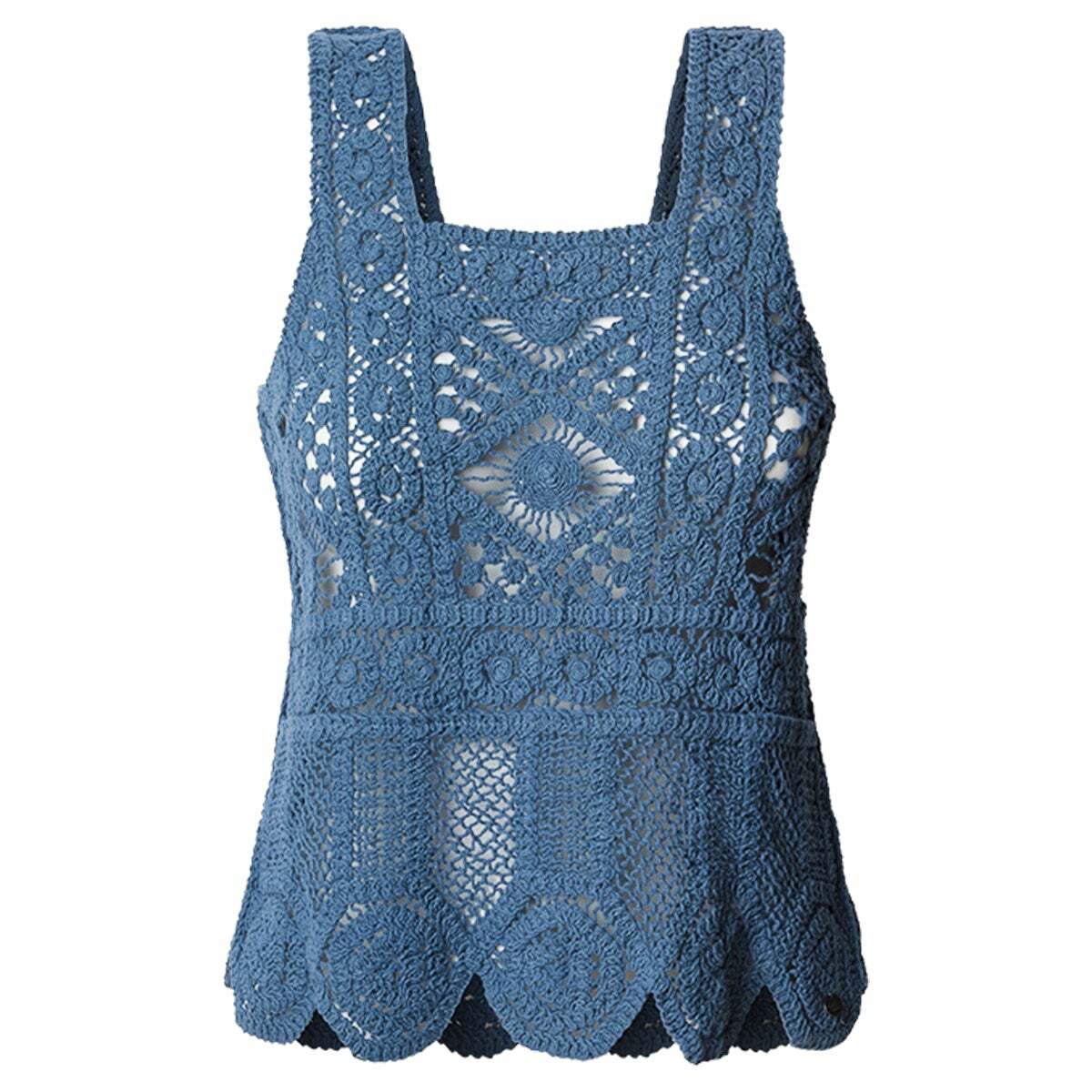 Top À Bretelles Au Crochet bleu acier, PEPE JEANS