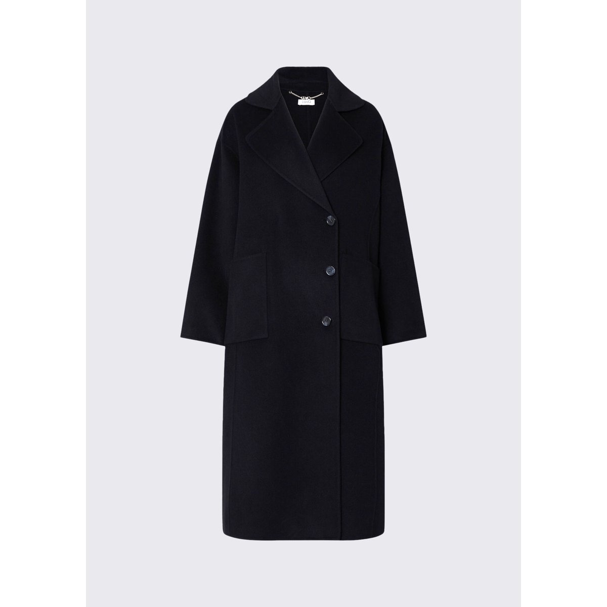 Manteau long oversize en laine noir, LIU JO