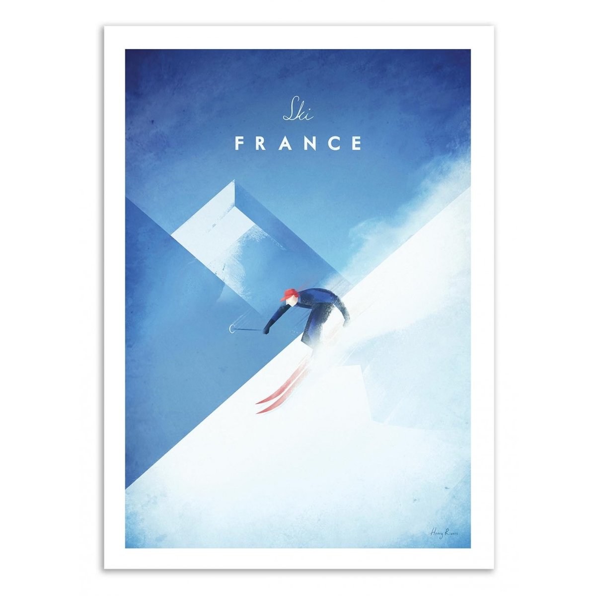Affiche d'art - Ski France - Henry Rivers bleu, WALL EDITIONS