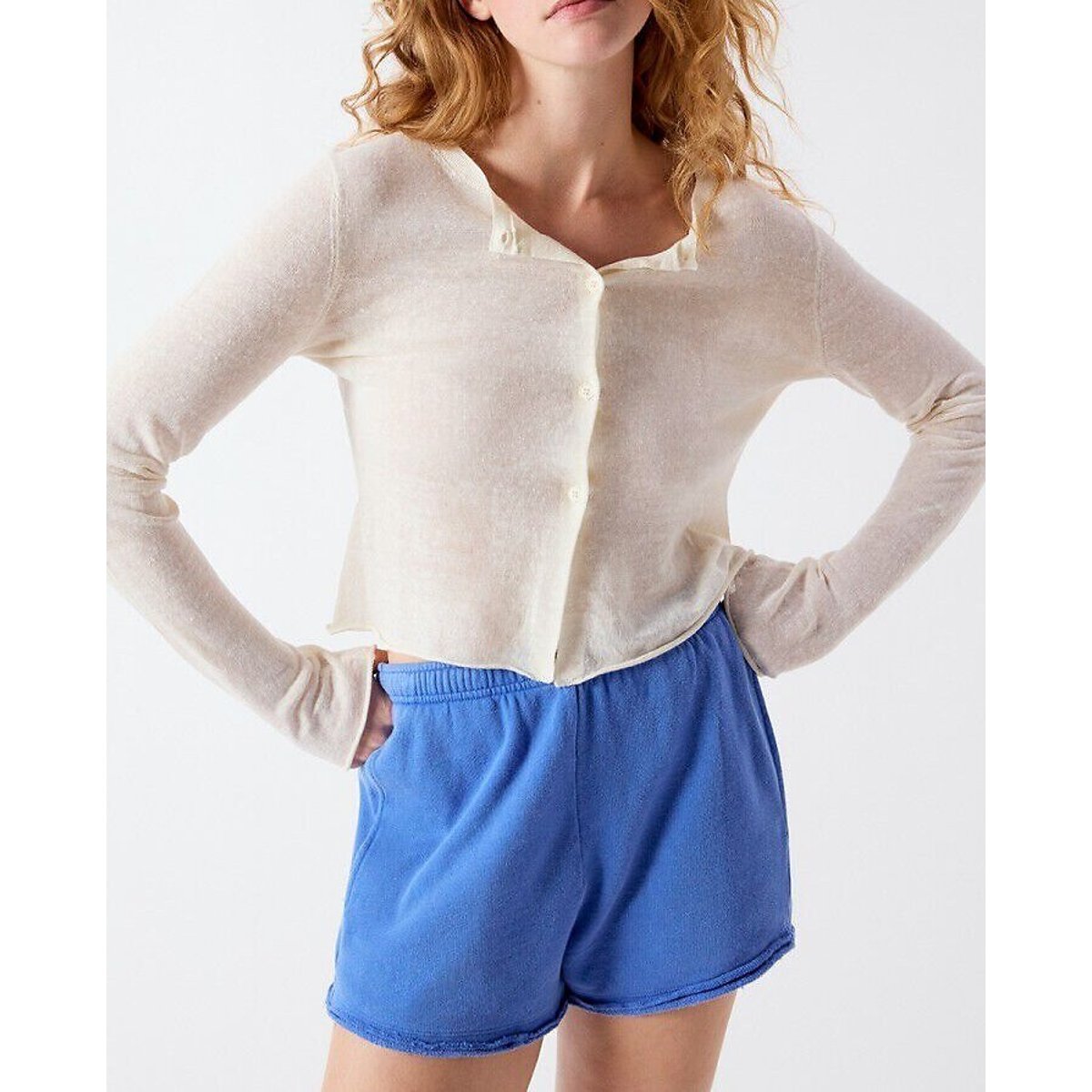 Cardigan col rond manches longues, EPAKY ecru, AMERICAN VINTAGE