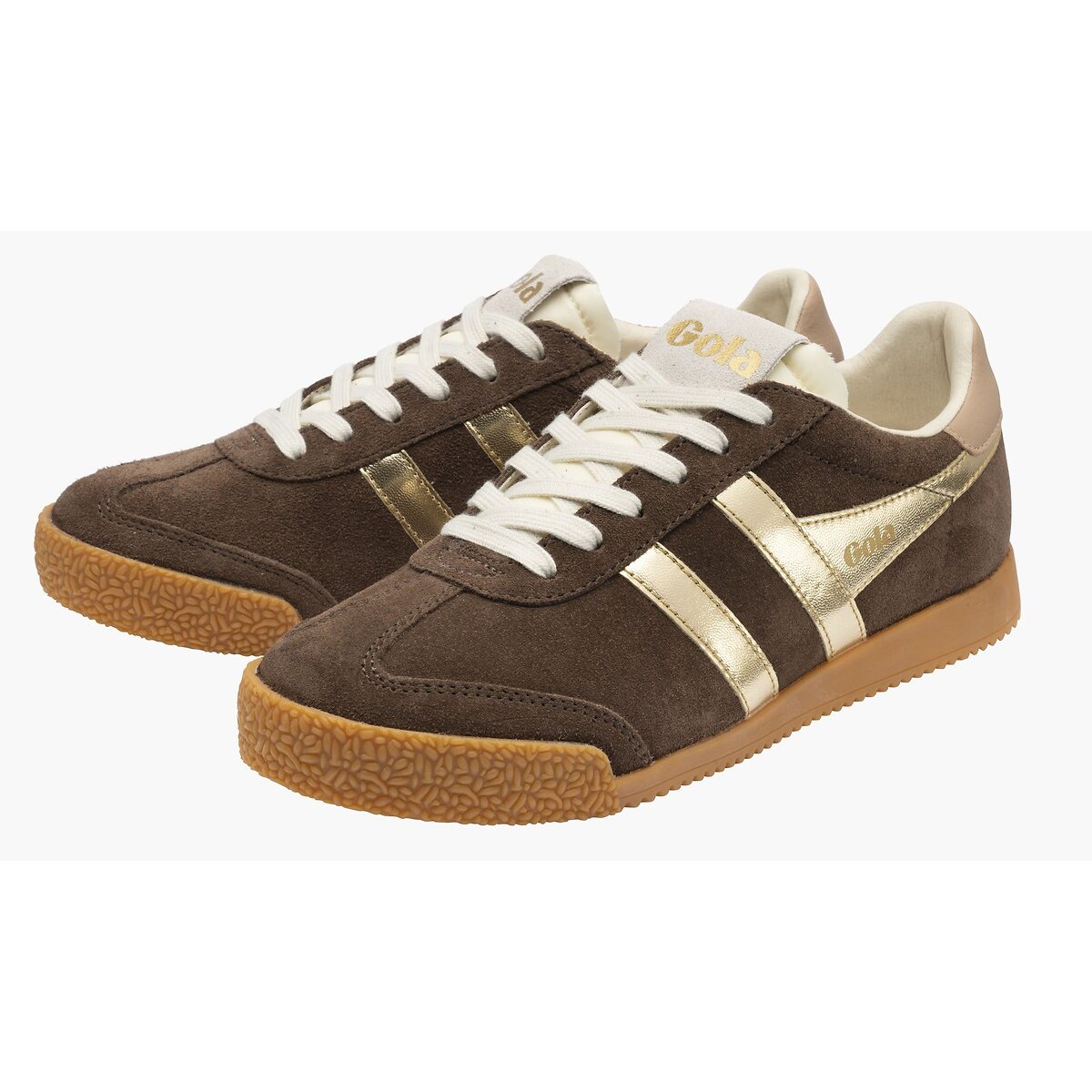 Elan Glitz leather trainers brown /gold-coloured, GOLA