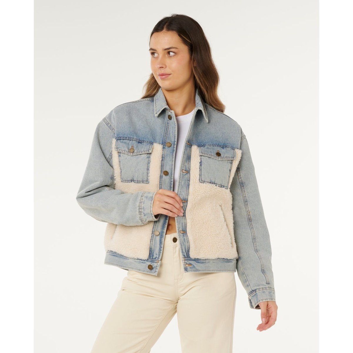 Veste en Jean et SHERPA CRUISIN bleu délavé, RIP CURL