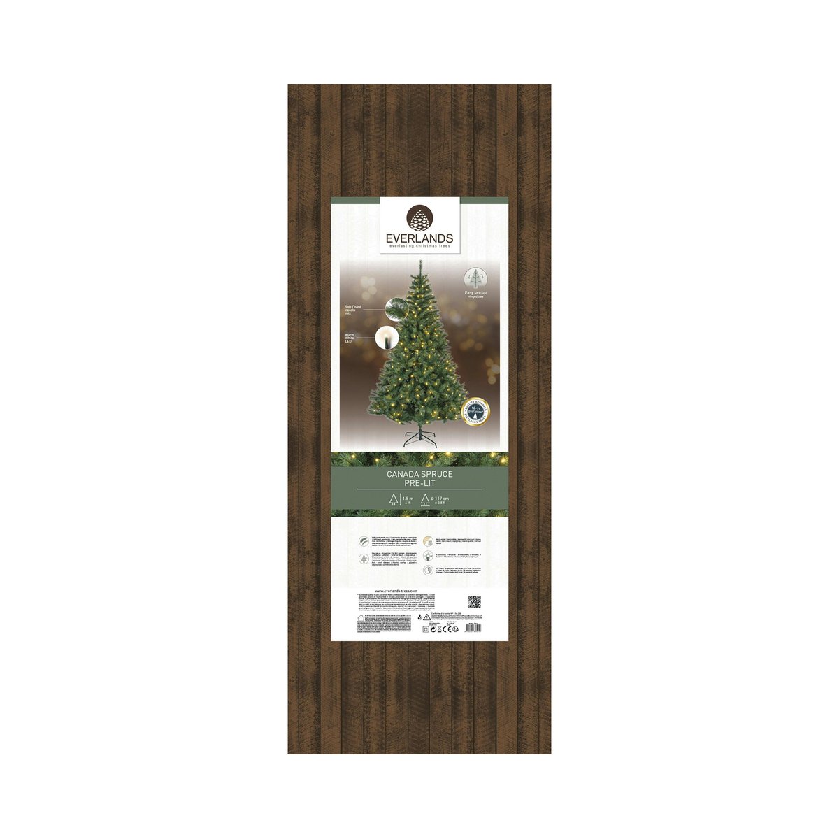 Sapin de Noël illuminé Canada H180 cm vert, PIER IMPORT