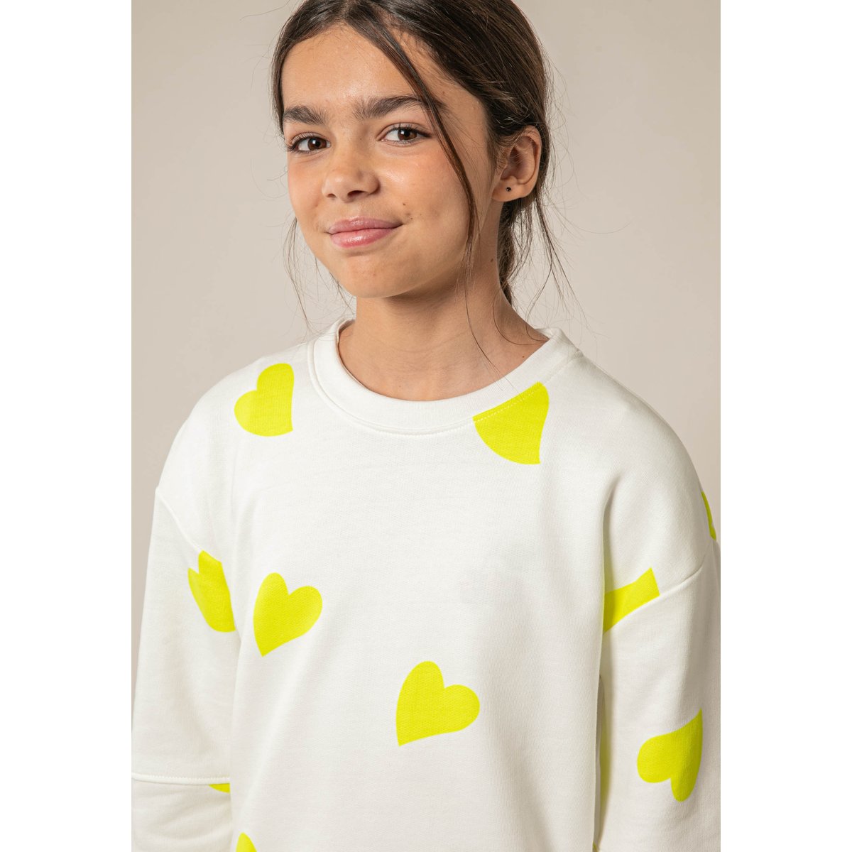Sweat fille en coton doux MITSIE jaune fluo, DEELUXE