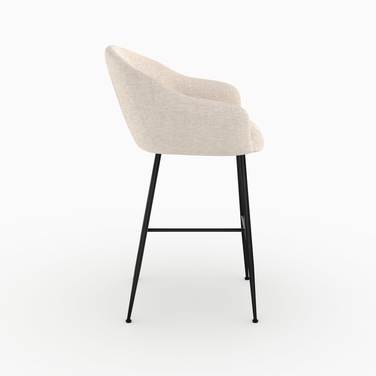 Chaise de bar en tissu 76 cm - SOCKY beige chiné, MAISON PAVANE