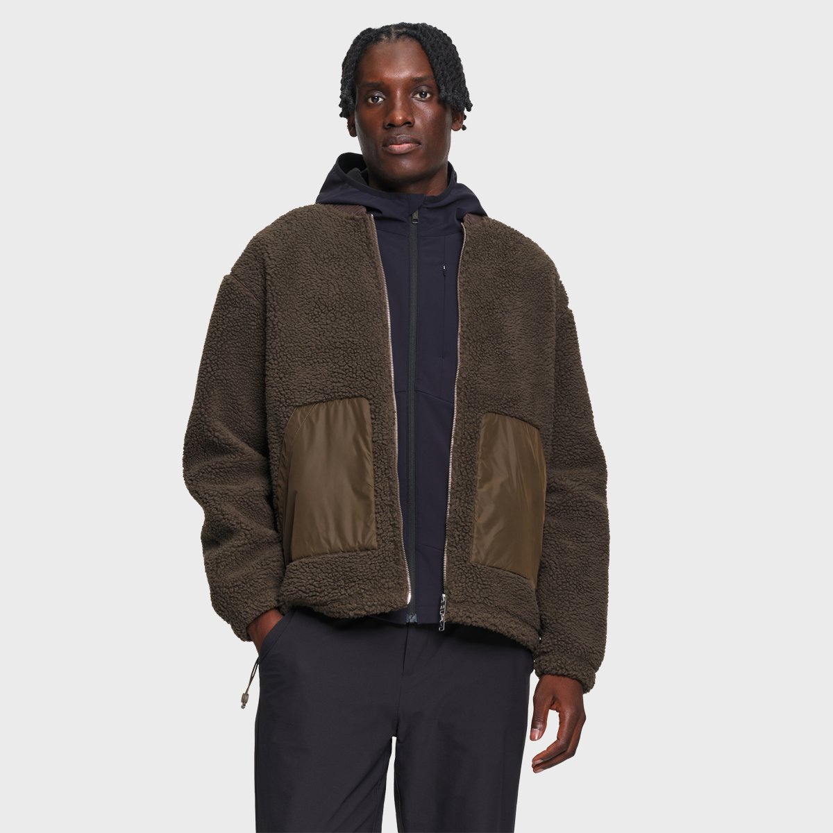 Blouson bomber sherpa détails contrastants zippé bois, AIGLE
