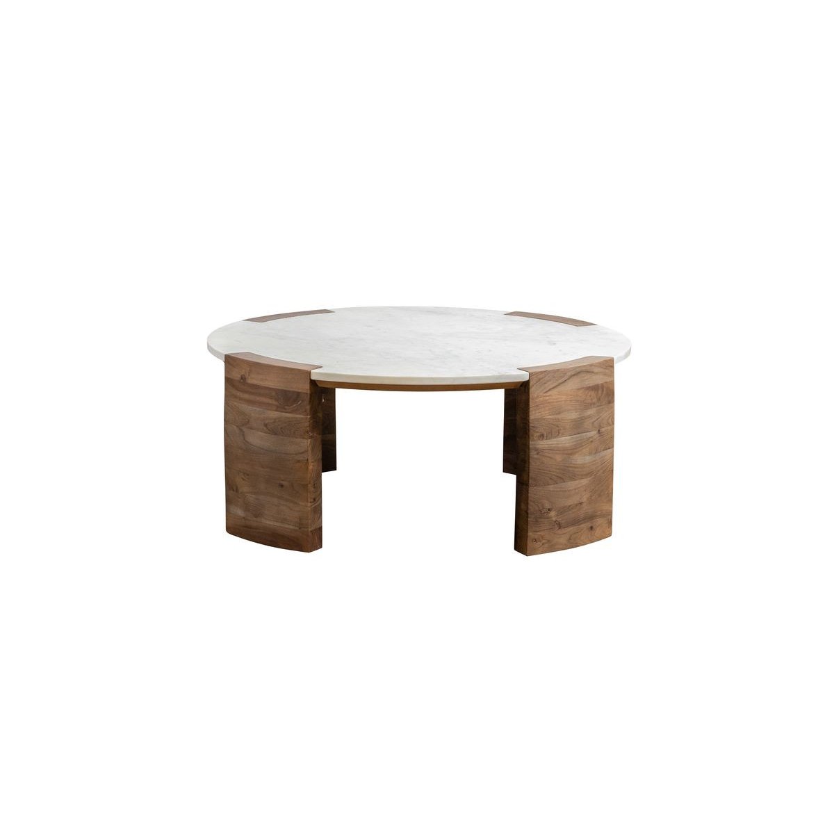 Table basse ronde en marbre, TORVI blanc, BOBOCHIC