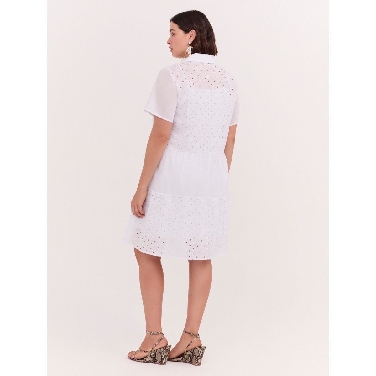 Robe à volants souriante à Sangallo blanc, FIORELLA RUBINO