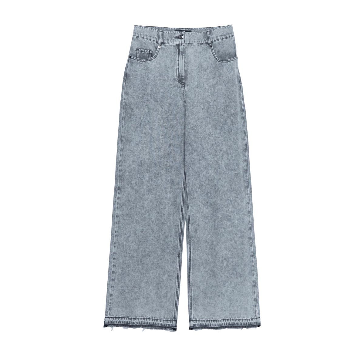 Jean large taille haute bas frangés EDIE gris, IKKS