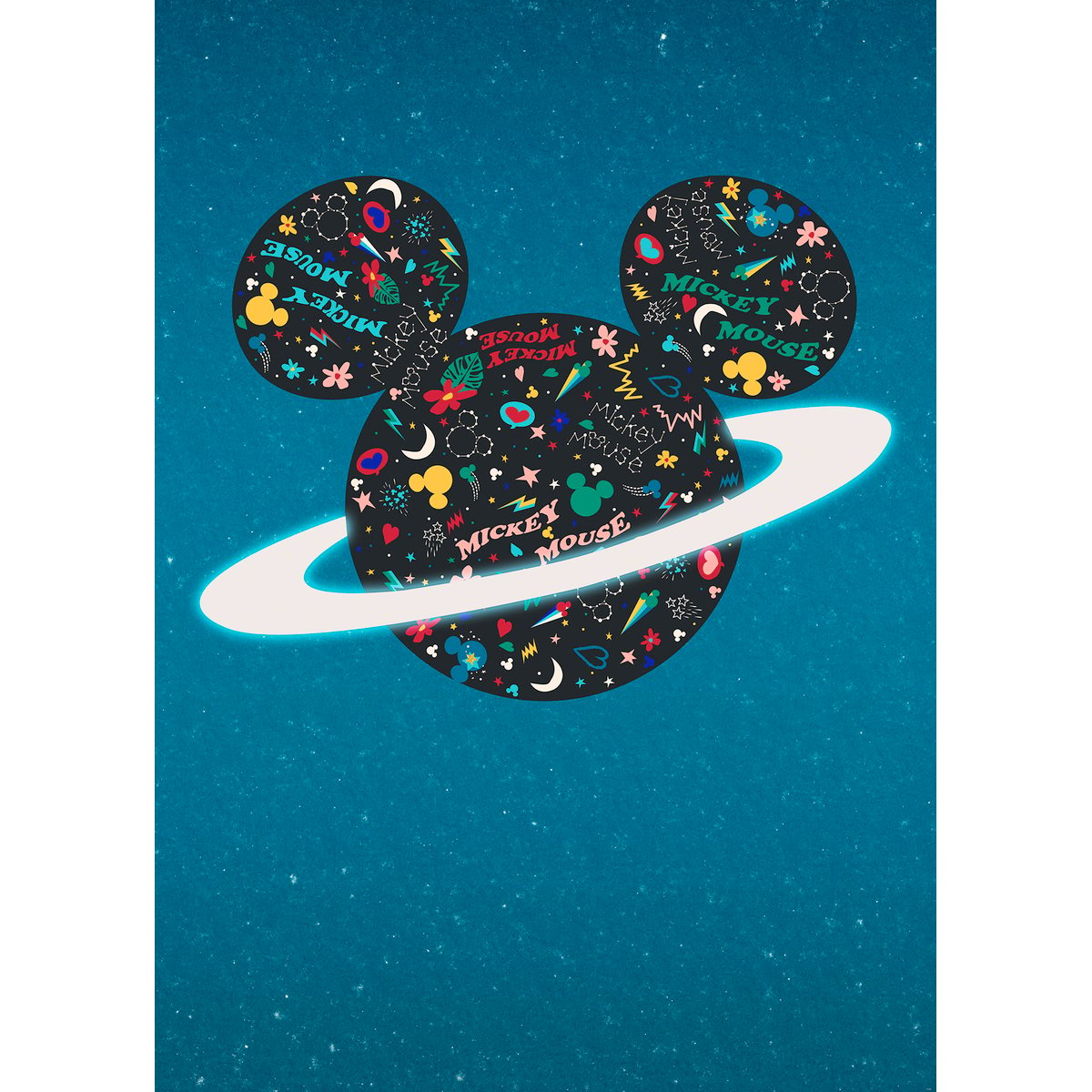 Papier peint Komar - Planet Mickey - 200 x 280 cm bleu, HEXOA