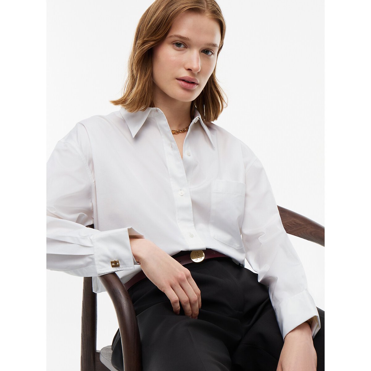 Chemise en popeline de coton blanc, TOMMY HILFIGER