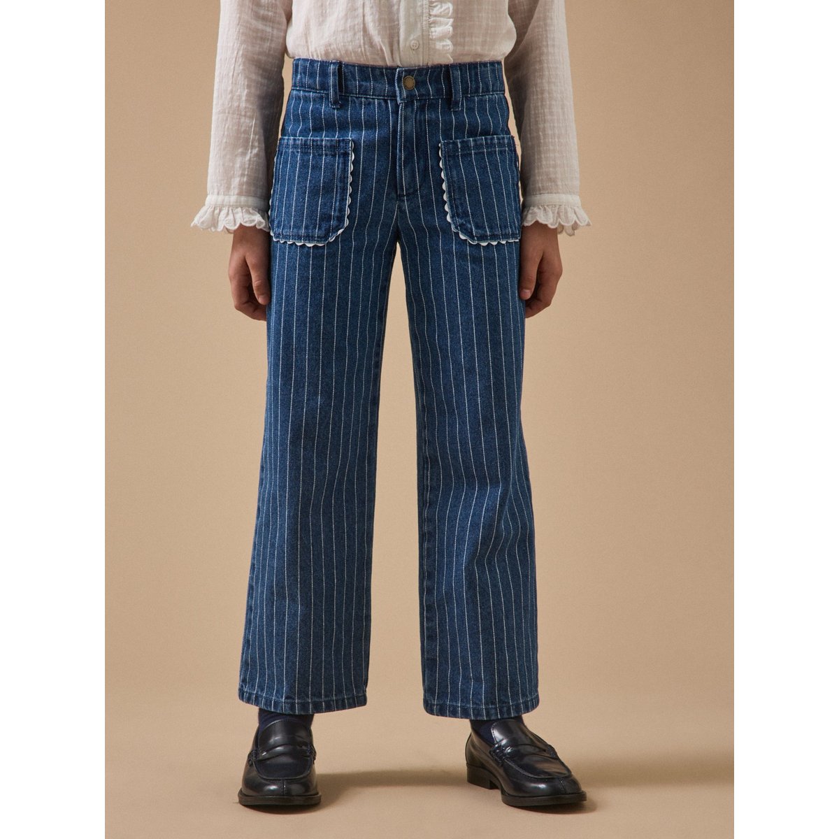 Pantalon droit rayé festonné rayure tennis, CYRILLUS