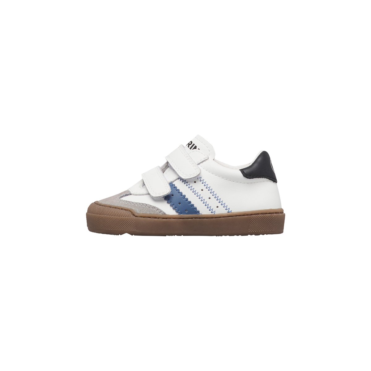 Sneakers en cuir et velours RIBY VL. blanc-gris-bleu, NATURINO