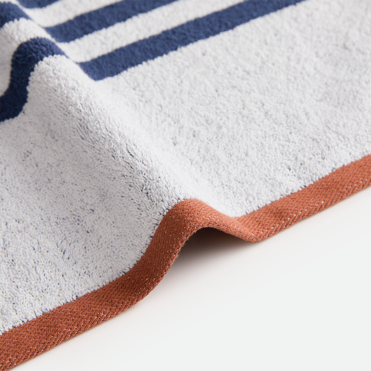 Toalha de banho às riscas, em turco 500 g/m2, Calanques azul-cobalto/branco, LA REDOUTE INTERIEURS