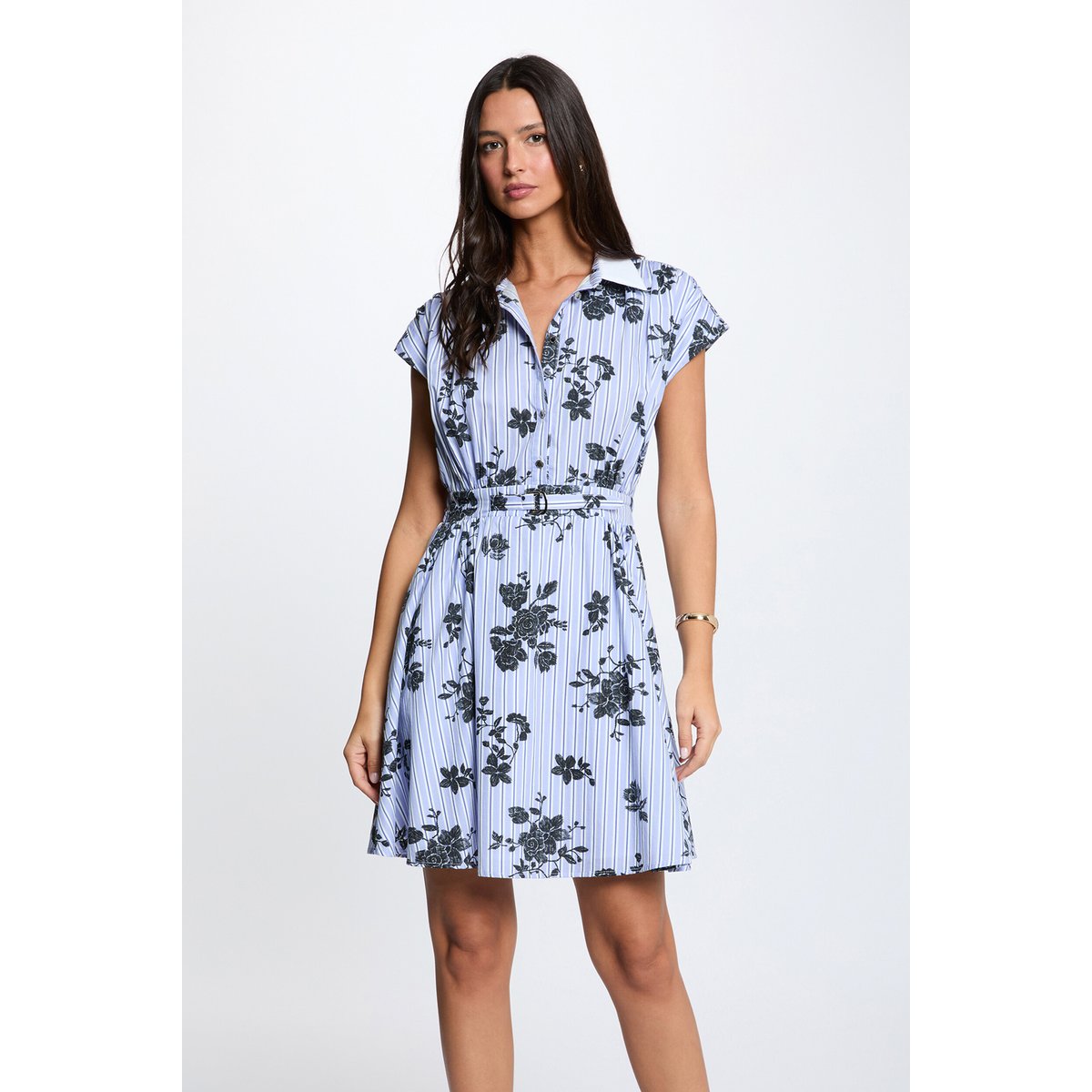 Robe sans manches ceinturée multicolore, MORGAN