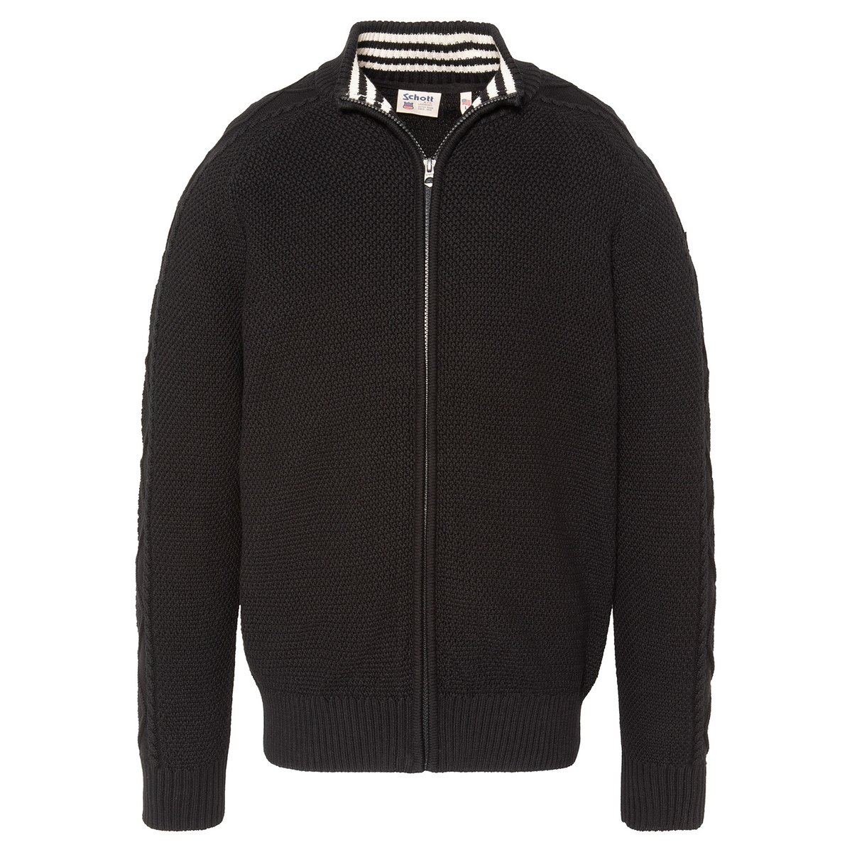 Cardigan en maille texturée noir, SCHOTT