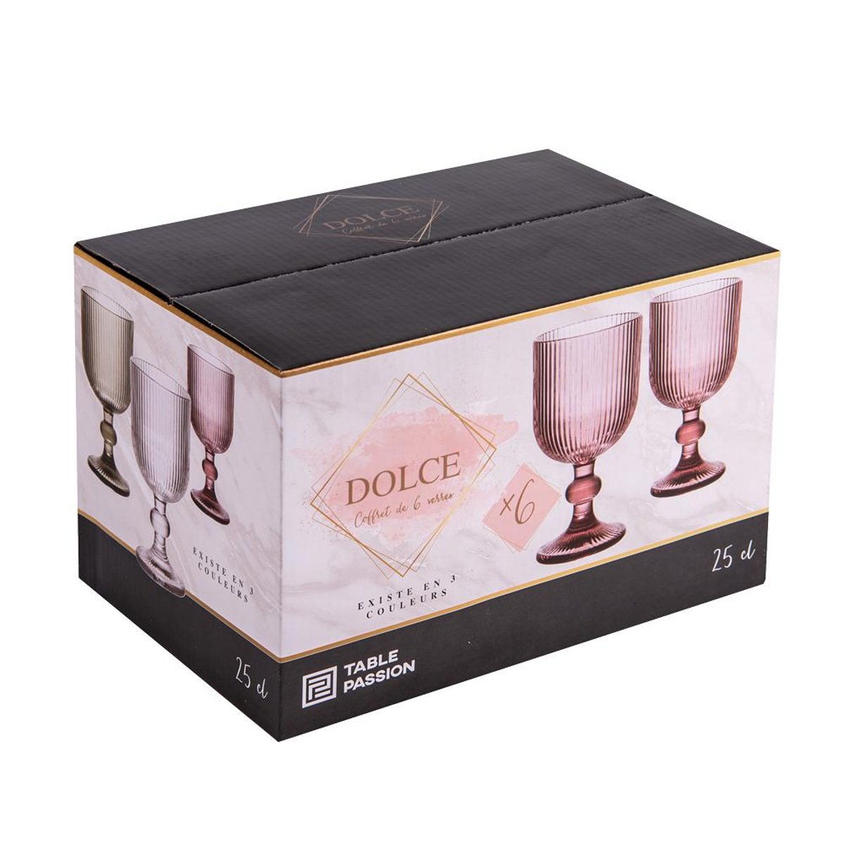 Boite de 6 verres à pied Dolce 25 cl transparent / cristal, TABLE PASSION